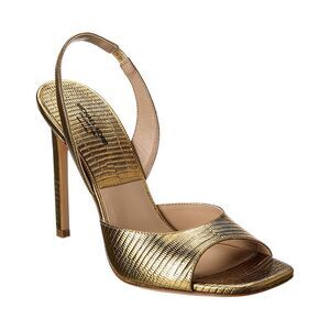 Michael Kors Collection Marisa Lizard-Embossed Leather Slingback Sandal, Gold